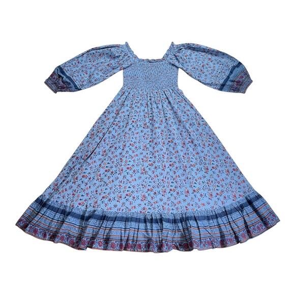 Cleobella NWOT Organic Cotton Eva Midi Dress Lapis Blue Cottagecore Small - Picture 2 of 5